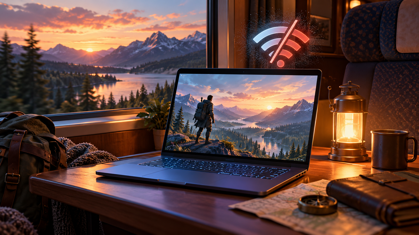 Laptop ready for offline PC gaming without an internet connection