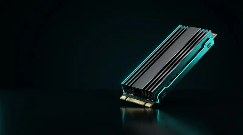 Illustration of a generic M.2 NVMe SSD with a heatsink